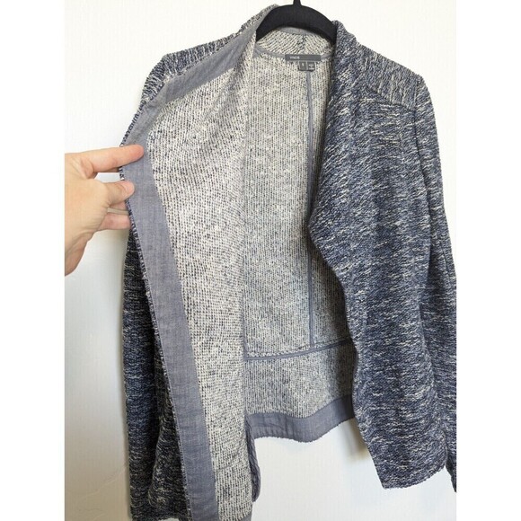 Vince Jacket Womems Small Blue Tweed Drape Neck Office Business Career Academia - Picture 3 of 11
